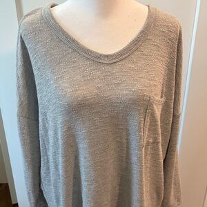 NWT Pink Clover Womens Gray Knit VNeck Sweater Size XL Functional Pocket Cozy
